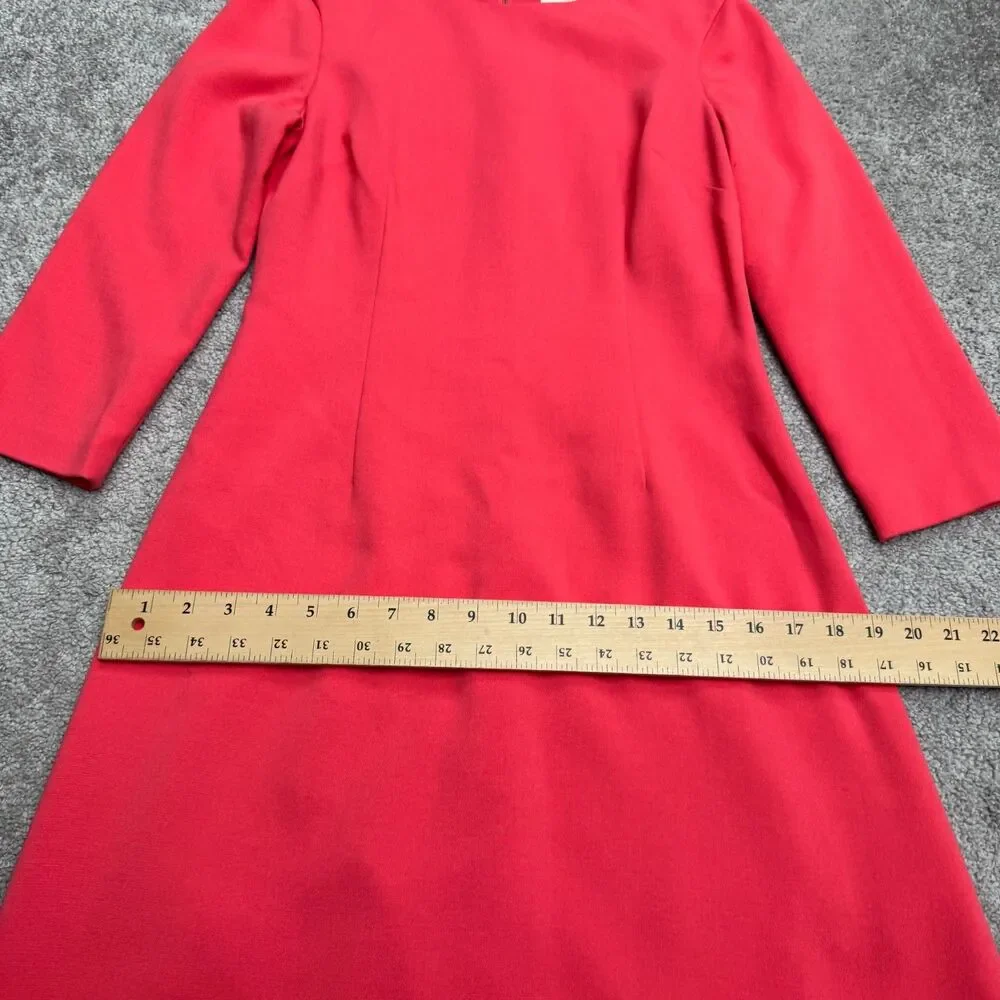 Kate Spade 3/4 Sleeve A-Line Shift Midi Dress Womens 6 Bright Pink Coral Stretch